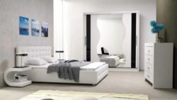 Komoda Figaro Bis Mat z czterema szufladami w białym macie, nowoczesny design, mebel do salonu