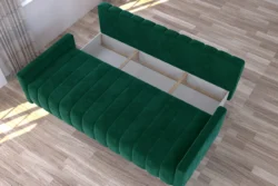 Kanapa rozkładana Molly w tkaninie Riviera-38, nowoczesna sofa z funkcją spania i pojemnikiem na pościel