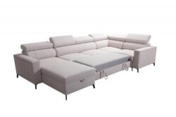 Narożnik U rozkładany Baltico V Mini w tkaninie Mono-231 w nowoczesnym salonie