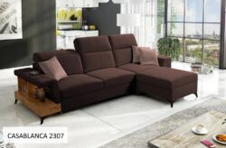 Narożnik nierozkładany Belutti I w tkaninie Casablanca-2301 w nowoczesnym salonie
