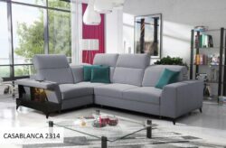 Narożnik nierozkładany Belutti II w tkaninie Casablanca-2301 z czarnymi metalowymi nóżkami