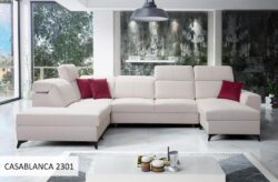 Narożnik U nierozkładany Belutti VI w tkaninie Casablanca-2301, nowoczesny i stylowy mebel wypoczynkowy
