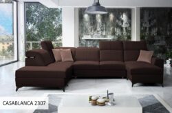 Narożnik U nierozkładany Belutti VI w tkaninie Casablanca-2301, nowoczesny i stylowy mebel wypoczynkowy