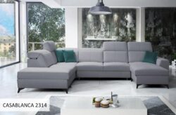 Narożnik U nierozkładany Belutti VI w tkaninie Casablanca-2301, nowoczesny i stylowy mebel wypoczynkowy