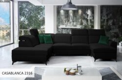 Narożnik U nierozkładany Belutti VI w tkaninie Casablanca-2301, nowoczesny i stylowy mebel wypoczynkowy