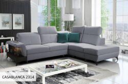 Narożnik nierozkładany Belutti VII w tkaninie Casablanca-2301 z czarnymi metalowymi nóżkami