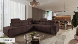 Narożnik rozkładany Fabrizio IX w tkaninie Vena-03, nowoczesny i elegancki mebel do salonu