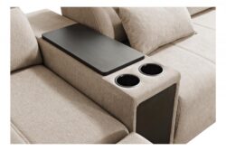 Narożnik U rozkładany Mindy V w tkaninie Verita-09 z regulowanymi zagłówkami i portami USB