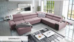 Narożnik U rozkładany Morena VIII w eleganckim stylu z chromowanymi nóżkami i funkcją spania