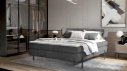 Łóżko tapicerowane Nobile 140x200 z metalowymi wspornikami zagłówka w nowoczesnym stylu