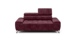 Nowoczesna sofa Palladio 2-osobowa w tkaninie Monolith-69 z ruchomymi zagłówkami i czarnymi metalowymi nóżkami
