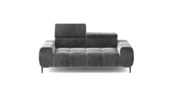 Sofa Plaza 2 osobowa w tkaninie Salvador-15 z regulowanymi zagłówkami i metalowymi nogami