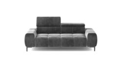 Sofa Plaza 3 osobowa w tkaninie Salvador-15 z regulowanymi zagłówkami i metalowymi nogami