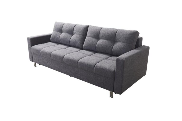 Kanapa rozkładana Carmen w tkaninie Baloo-2083, stylowa i funkcjonalna sofa z pojemnikiem na pościel