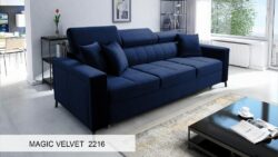 Kanapa rozkładana Side w tkaninie Magic Velvet-2294 z regulowanymi zagłówkami i pojemnikiem na pościel
