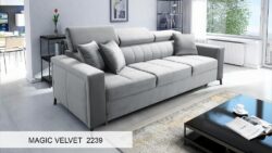 Kanapa rozkładana Side w tkaninie Magic Velvet-2294 z regulowanymi zagłówkami i pojemnikiem na pościel