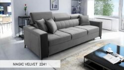 Kanapa rozkładana Side w tkaninie Magic Velvet-2294 z regulowanymi zagłówkami i pojemnikiem na pościel