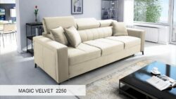 Kanapa rozkładana Side w tkaninie Magic Velvet-2294 z regulowanymi zagłówkami i pojemnikiem na pościel