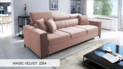 Kanapa rozkładana Side w tkaninie Magic Velvet-2294 z regulowanymi zagłówkami i pojemnikiem na pościel
