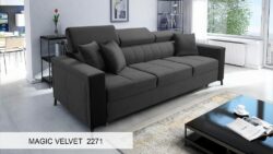 Kanapa rozkładana Side w tkaninie Magic Velvet-2294 z regulowanymi zagłówkami i pojemnikiem na pościel