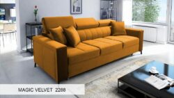 Kanapa rozkładana Side w tkaninie Magic Velvet-2294 z regulowanymi zagłówkami i pojemnikiem na pościel
