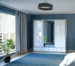 Szafa przesuwna LOPEZ 250 z lustrem i oświetleniem LED w nowoczesnym stylu