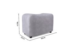 Wymiary pufy Wenus tapicerowanej w tkaninie Largo-12 szerokość 66 cm głębokość 32 cm wysokość 46 cm