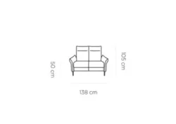 Sofa Xavi 2 osobowa w tkaninie Modesto-492 z funkcją relaks i metalowymi czarnymi nóżkami