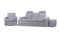 Sofa rozkładana Wenus Largo 12 SIC w tkaninie Malmo-63 na chromowanych nóżkach z pojemnikiem na pościel