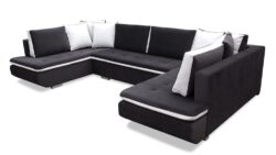 Narożnik rozkładany Argent U w tkaninie Trinity-15 i Soft-17 w nowoczesnym salonie