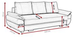 Kanapa rozkładana Benita w tkaninie Sawana-21 z wymiarami 250x93x109 cm i powierzchnią spania 160x200 cm