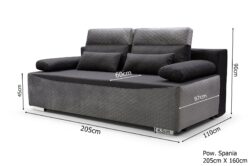 Kanapa Gracjan z funkcją spania w tkaninie Inari-94 i Monolith-85 Honey z pojemnikiem na pościel