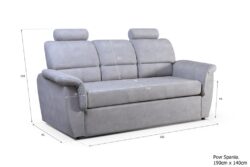 Sofa rozkładana Diana w tkaninie Largo-12 z regulowanymi zagłówkami i pojemnikiem na pościel