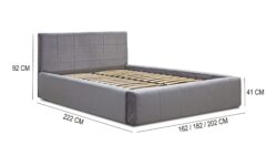Łóżko tapicerowane Zoya 140x200 z ozdobnymi przeszyciami na zagłówku i prostym, eleganckim designem