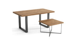 Loftowy stół Metal Prosty 140x80 z laminowanym blatem i metalową ramą w nowoczesnym wnętrzu