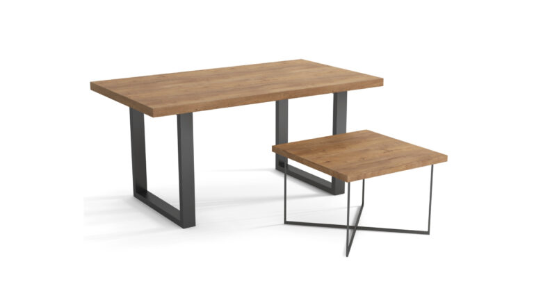 Loftowy stół Metal Prosty 140x80 z laminowanym blatem i metalową ramą w nowoczesnym wnętrzu
