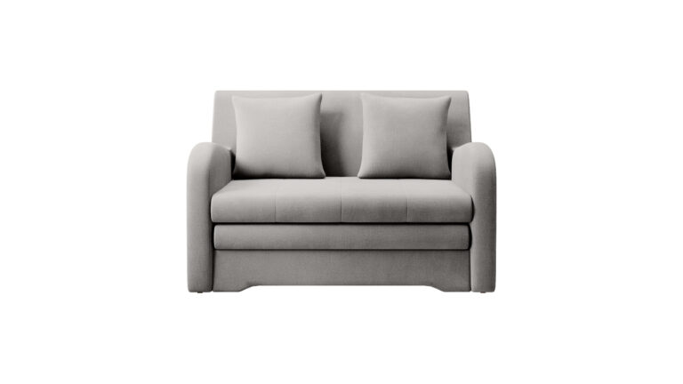 Sofa rozkładana Ario w tkaninie Nube-03, nowoczesny kompaktowy model z pojemnikiem na pościel