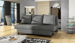 Kanapa rozkładana Amaza w tkaninie Sawana-05, nowoczesny design bez podłokietników, funkcja spania i pojemnik na pościel
