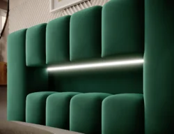 Łóżko tapicerowane Lamica LED 90x200 z podświetlanym zagłówkiem i pojemnikiem na pościel w tkaninie Nube-35