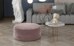 Puf Bero w tkaninie Matt Velvet-63, minimalistyczny mebel do siedzenia i podnóżek, nowoczesny design