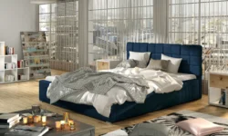 Łóżko tapicerowane Grand 140x200 z pikowanym wezgłowiem w tkaninie Kronos-09, eleganckie i stylowe