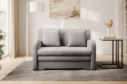 Sofa rozkładana Ario w tkaninie Nube-03, kompaktowy model z pojemnikiem na pościel i funkcją spania