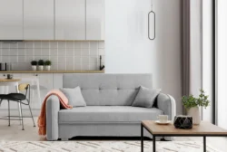 Sofa rozkładana Laine 3 osobowa w tkaninie Poco-03 z pojemnikiem na pościel i funkcją spania