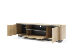 Szafka RTV Torro 200 3D w stylu japandi z jasnego dębu cremona i czarnymi detalami