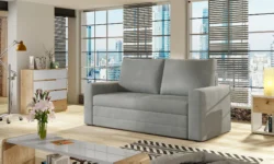 Sofa rozkładana Wave w tkaninie Paros-05 z dużymi poduchami i pojemnikiem na pościel