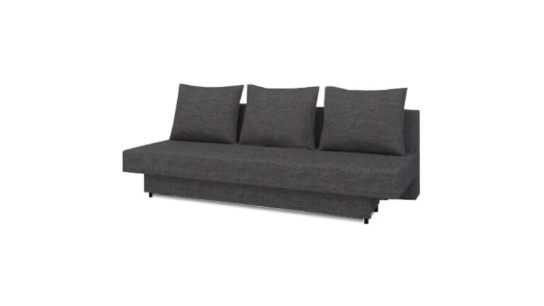 Kanapa rozkładana Amaza w tkaninie Sawana-05 bez podłokietników, nowoczesny design, pojemnik na pościel