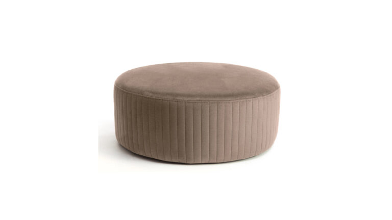 Pufa Lara w tkaninie Monolith-09 o minimalistycznym designie, idealna do salonu lub biura