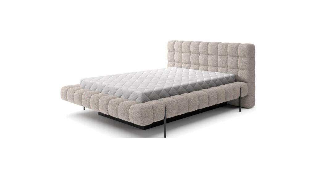 Łóżko tapicerowane Magentta 140x200 z pikowanym zagłówkiem i pojemnikiem na pościel w tkaninie Royal-18