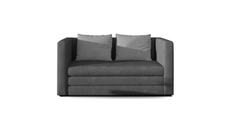 Sofa rozkładana Neva w tkaninie Soro 93 Soro 83, nowoczesny dwumiejscowy model do małych wnętrz