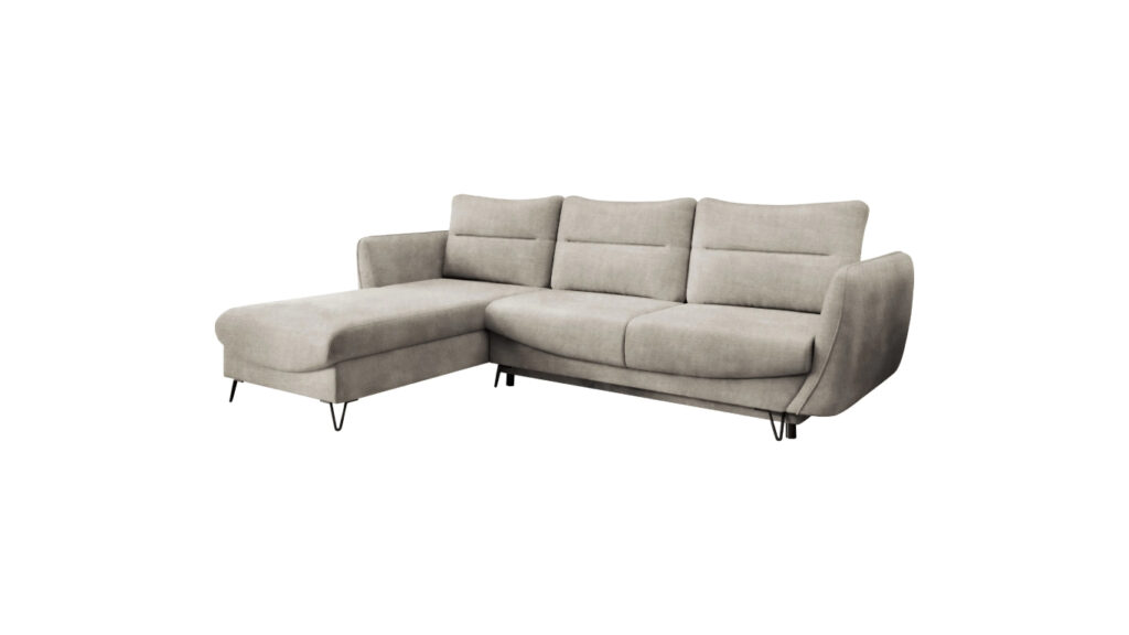 Narożnik rozkładany Silva w tkaninie Manhattan-18 z funkcją spania i pojemnikiem na pościel